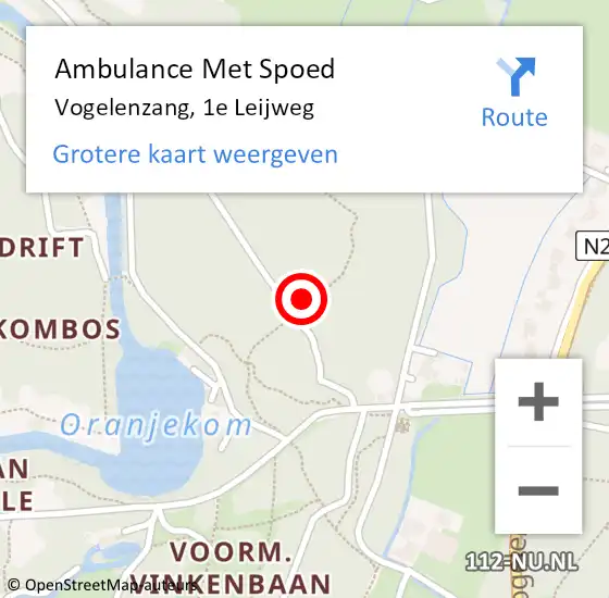 Locatie op kaart van de 112 melding: Ambulance Met Spoed Naar Vogelenzang, 1e Leijweg op 21 december 2022 15:31