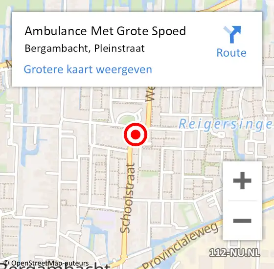 Locatie op kaart van de 112 melding: Ambulance Met Grote Spoed Naar Bergambacht, Pleinstraat op 21 december 2022 15:41