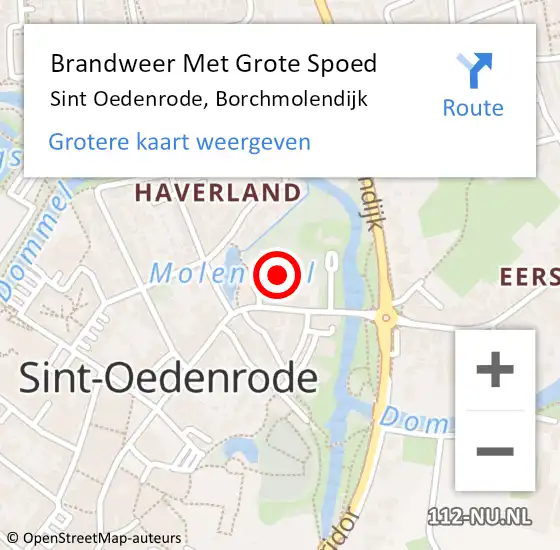 Locatie op kaart van de 112 melding: Brandweer Met Grote Spoed Naar Sint Oedenrode, Borchmolendijk op 21 december 2022 15:47