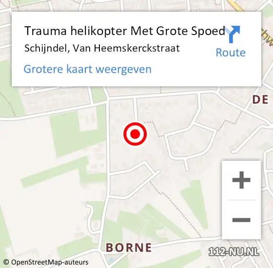 Locatie op kaart van de 112 melding: Trauma helikopter Met Grote Spoed Naar Schijndel, Van Heemskerckstraat op 21 december 2022 15:48