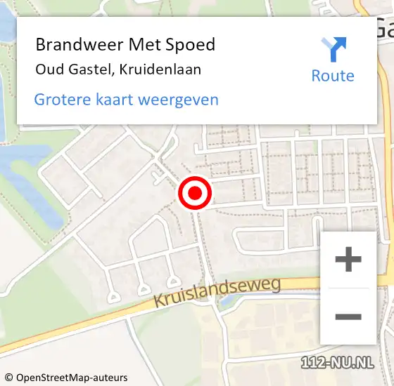 Locatie op kaart van de 112 melding: Brandweer Met Spoed Naar Oud Gastel, Kruidenlaan op 21 december 2022 15:50