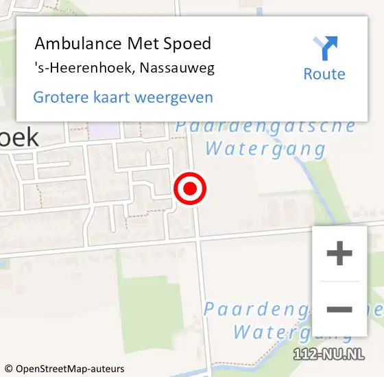 Locatie op kaart van de 112 melding: Ambulance Met Spoed Naar 's-Heerenhoek, Nassauweg op 9 augustus 2014 09:10