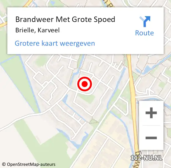 Locatie op kaart van de 112 melding: Brandweer Met Grote Spoed Naar Brielle, Karveel op 21 december 2022 16:17