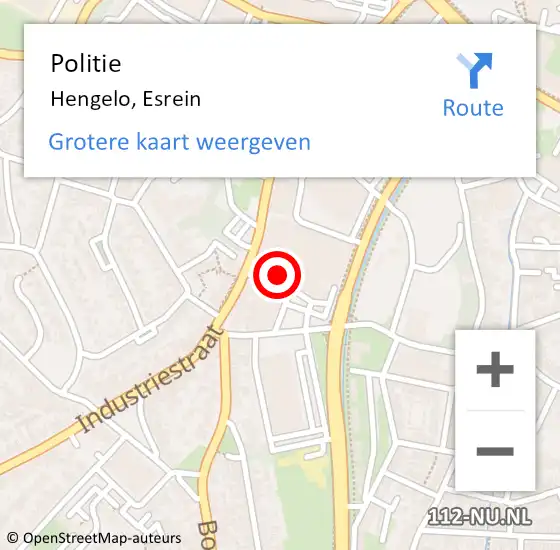 Locatie op kaart van de 112 melding: Politie Hengelo, Esrein op 21 december 2022 16:18