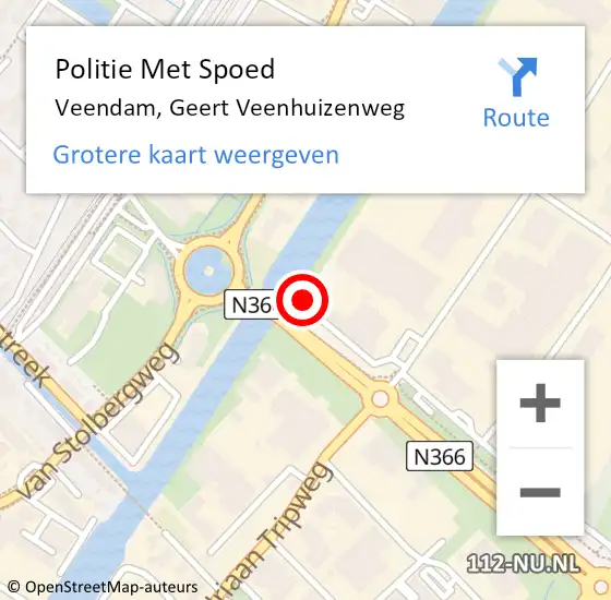 Locatie op kaart van de 112 melding: Politie Met Spoed Naar Veendam, Geert Veenhuizenweg op 21 december 2022 16:51