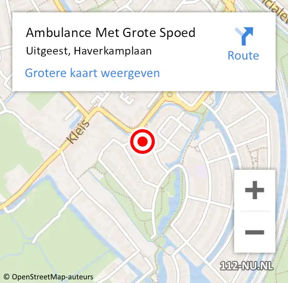 Locatie op kaart van de 112 melding: Ambulance Met Grote Spoed Naar Uitgeest, Haverkamplaan op 21 december 2022 16:58