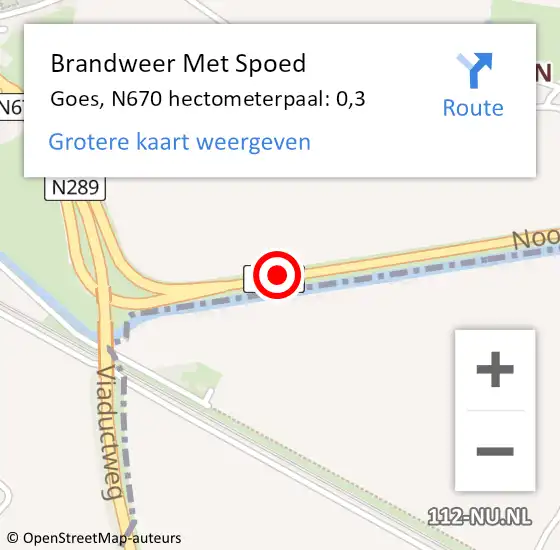 Locatie op kaart van de 112 melding: Brandweer Met Spoed Naar Goes, N670 hectometerpaal: 0,3 op 21 december 2022 17:23