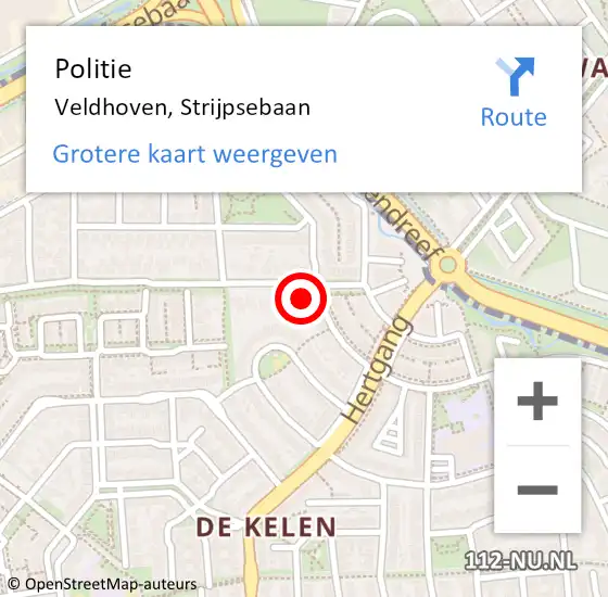 Locatie op kaart van de 112 melding: Politie Veldhoven, Strijpsebaan op 21 december 2022 17:24