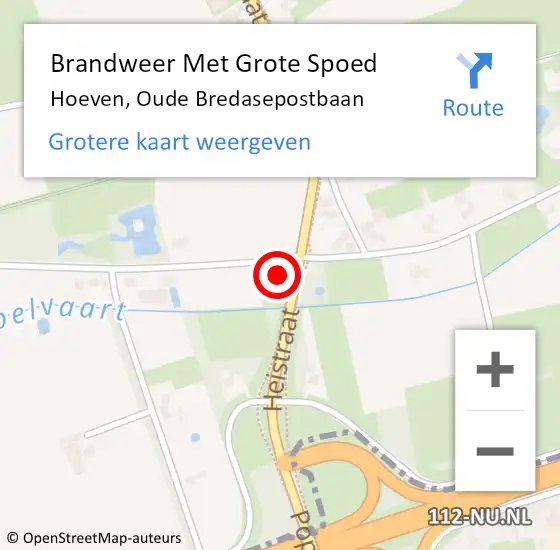 Locatie op kaart van de 112 melding: Brandweer Met Grote Spoed Naar Hoeven, Oude Bredasepostbaan op 21 december 2022 17:28