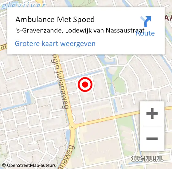 Locatie op kaart van de 112 melding: Ambulance Met Spoed Naar 's-Gravenzande, Lodewijk van Nassaustraat op 21 december 2022 17:31