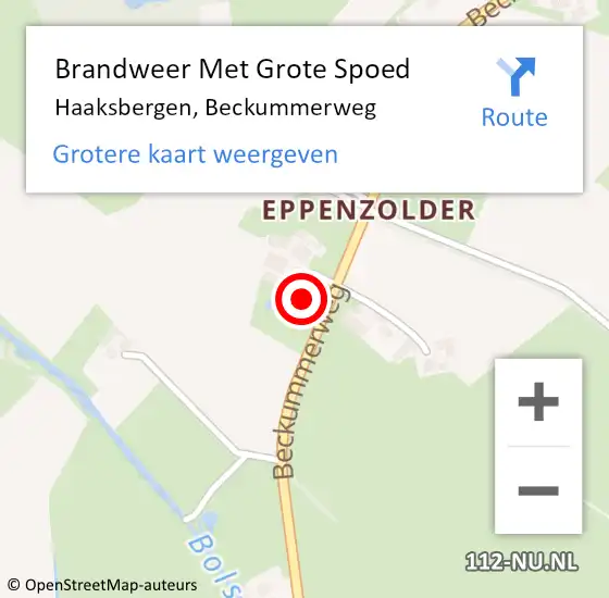 Locatie op kaart van de 112 melding: Brandweer Met Grote Spoed Naar Haaksbergen, Beckummerweg op 21 december 2022 17:33