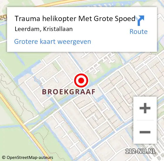 Locatie op kaart van de 112 melding: Trauma helikopter Met Grote Spoed Naar Leerdam, Kristallaan op 21 december 2022 17:35