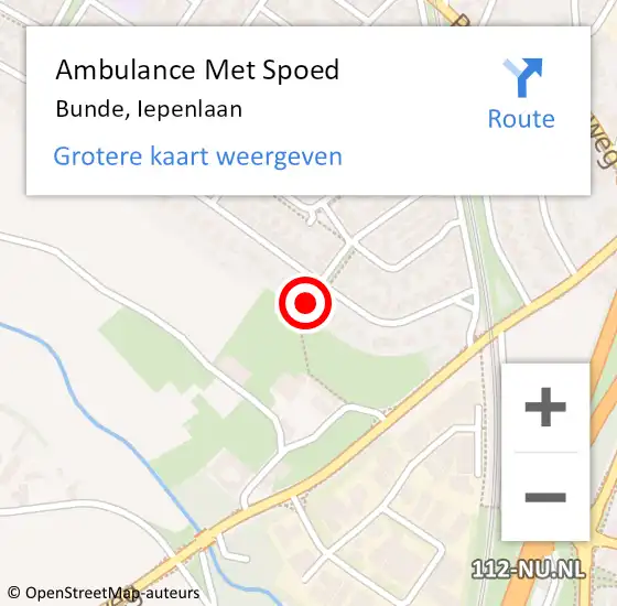 Locatie op kaart van de 112 melding: Ambulance Met Spoed Naar Bunde, Iepenlaan op 9 augustus 2014 09:25