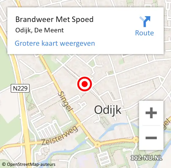 Locatie op kaart van de 112 melding: Brandweer Met Spoed Naar Odijk, De Meent op 9 augustus 2014 09:26