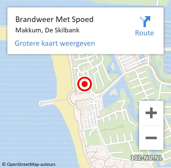 Locatie op kaart van de 112 melding: Brandweer Met Spoed Naar Makkum, De Skilbank op 21 december 2022 18:04
