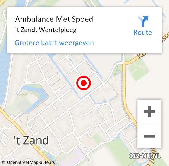 Locatie op kaart van de 112 melding: Ambulance Met Spoed Naar 't Zand, Wentelploeg op 21 december 2022 18:14