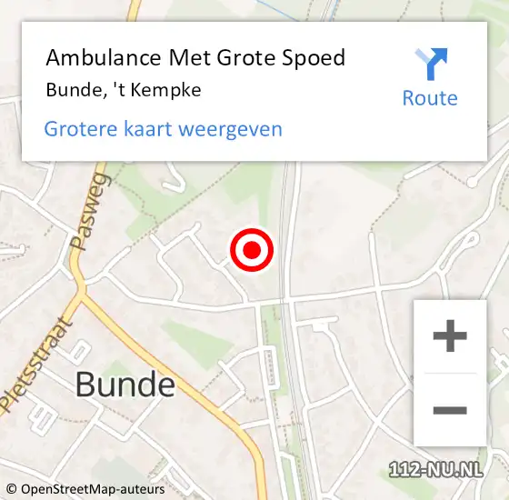 Locatie op kaart van de 112 melding: Ambulance Met Grote Spoed Naar Bunde, 't Kempke op 9 augustus 2014 09:34