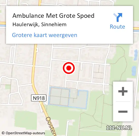 Locatie op kaart van de 112 melding: Ambulance Met Grote Spoed Naar Haulerwijk, Sinnehiem op 21 december 2022 18:17
