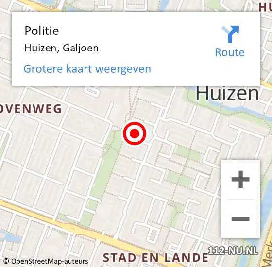 Locatie op kaart van de 112 melding: Politie Huizen, Galjoen op 21 december 2022 18:22