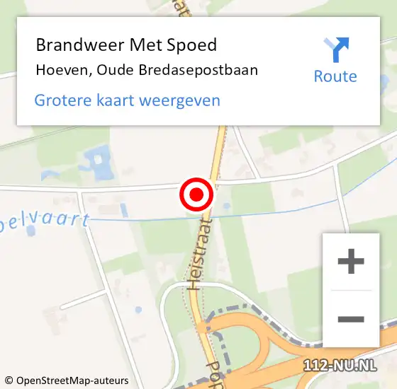 Locatie op kaart van de 112 melding: Brandweer Met Spoed Naar Hoeven, Oude Bredasepostbaan op 21 december 2022 18:25
