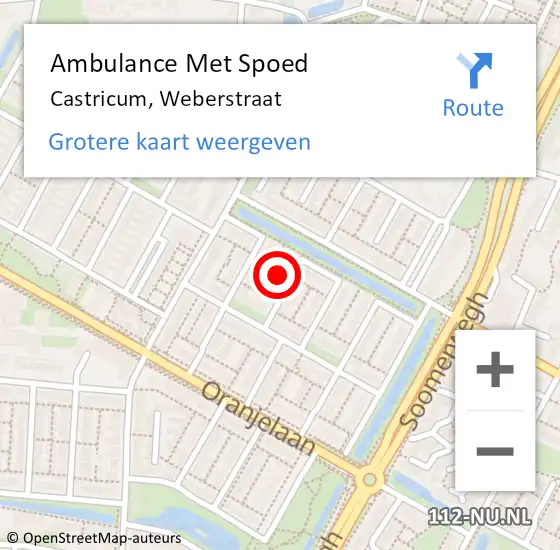 Locatie op kaart van de 112 melding: Ambulance Met Spoed Naar Castricum, Weberstraat op 21 december 2022 18:42