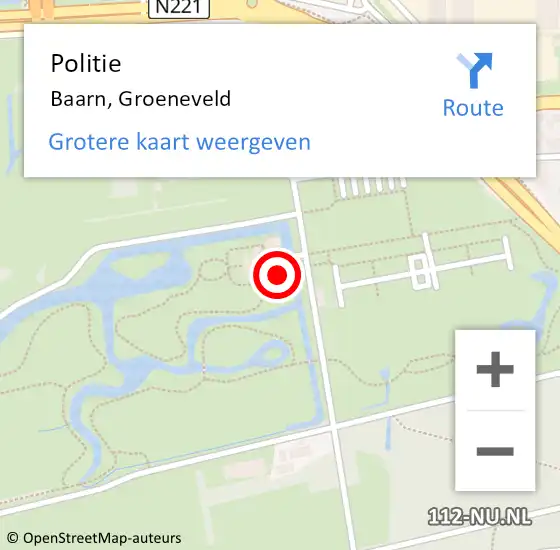 Locatie op kaart van de 112 melding: Politie Baarn, Groeneveld op 21 december 2022 18:53