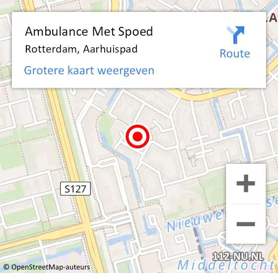 Locatie op kaart van de 112 melding: Ambulance Met Spoed Naar Rotterdam, Aarhuispad op 21 december 2022 18:57