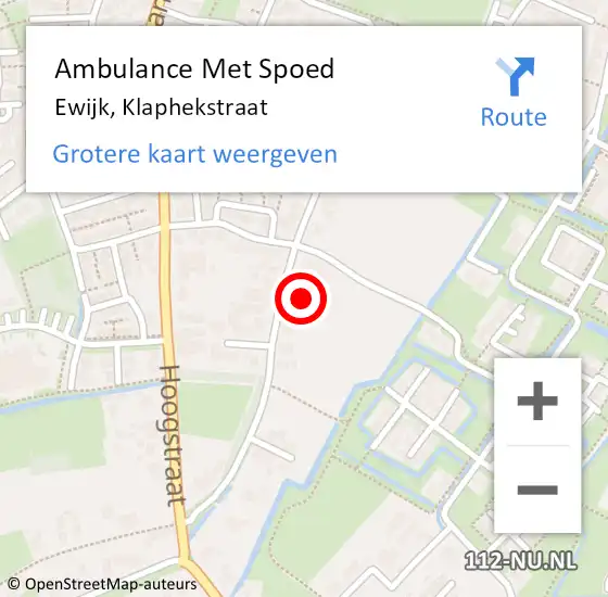 Locatie op kaart van de 112 melding: Ambulance Met Spoed Naar Ewijk, Klaphekstraat op 21 december 2022 18:58