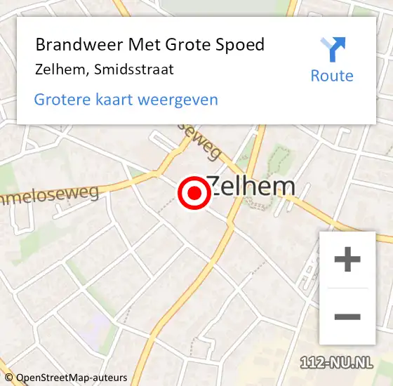 Locatie op kaart van de 112 melding: Brandweer Met Grote Spoed Naar Zelhem, Smidsstraat op 21 december 2022 18:59