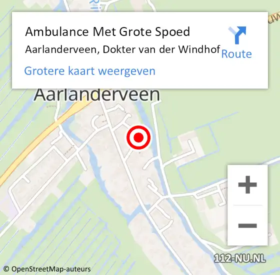 Locatie op kaart van de 112 melding: Ambulance Met Grote Spoed Naar Aarlanderveen, Dokter van der Windhof op 21 december 2022 19:04