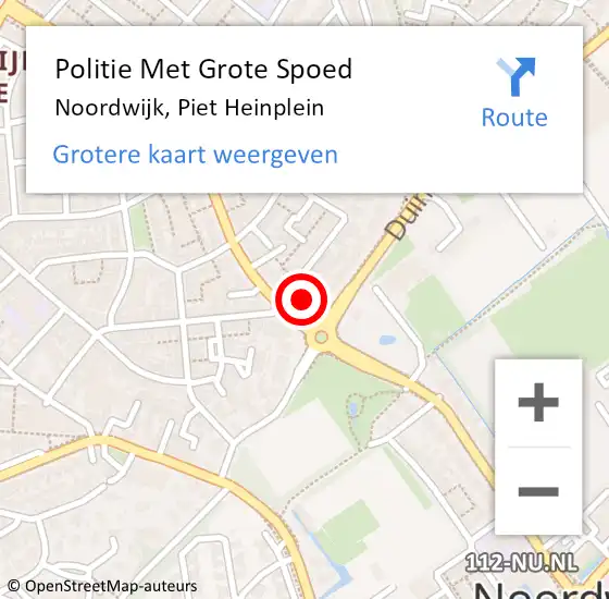 Locatie op kaart van de 112 melding: Politie Met Grote Spoed Naar Noordwijk, Piet Heinplein op 21 december 2022 19:09