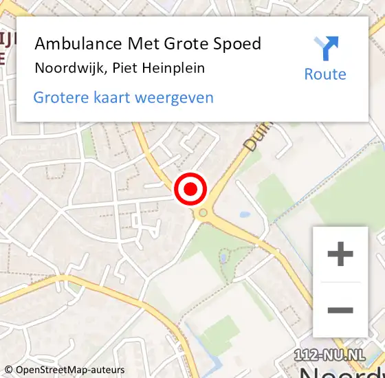 Locatie op kaart van de 112 melding: Ambulance Met Grote Spoed Naar Noordwijk, Piet Heinplein op 21 december 2022 19:09