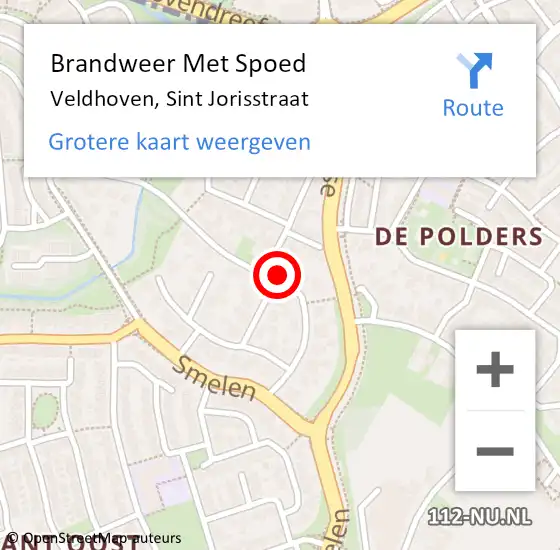 Locatie op kaart van de 112 melding: Brandweer Met Spoed Naar Veldhoven, Sint Jorisstraat op 21 december 2022 19:12