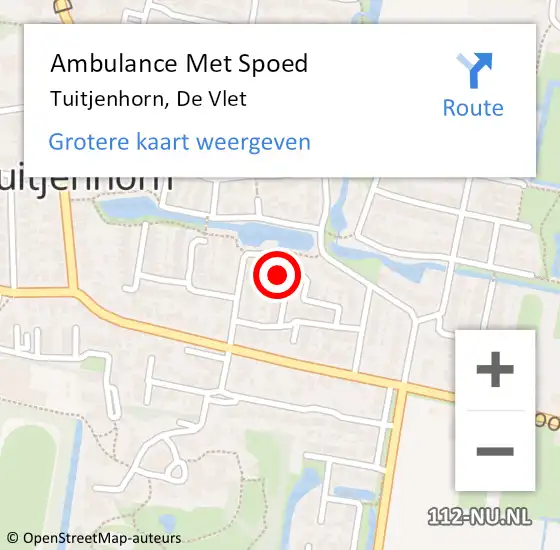Locatie op kaart van de 112 melding: Ambulance Met Spoed Naar Tuitjenhorn, De Vlet op 21 december 2022 19:14