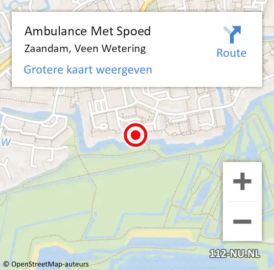 Locatie op kaart van de 112 melding: Ambulance Met Spoed Naar Zaandam, Veen Wetering op 21 december 2022 19:18