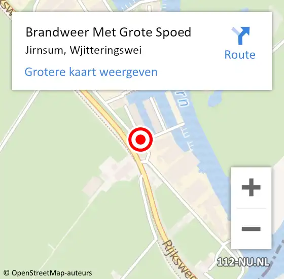 Locatie op kaart van de 112 melding: Brandweer Met Grote Spoed Naar Jirnsum, Wjitteringswei op 21 december 2022 19:39