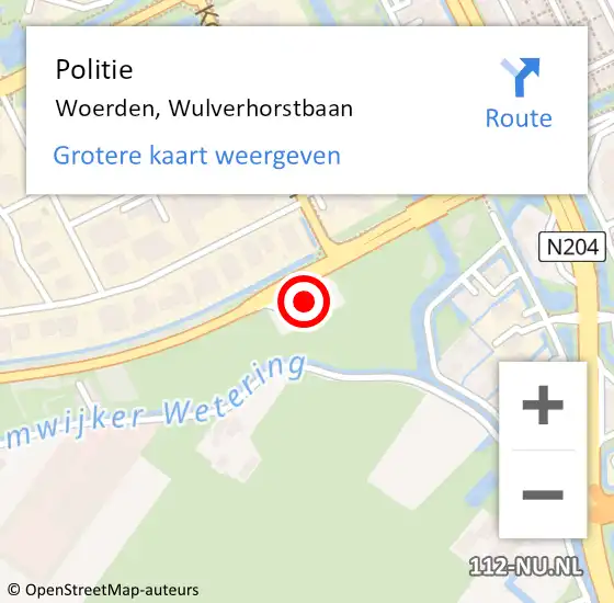 Locatie op kaart van de 112 melding: Politie Woerden, Wulverhorstbaan op 21 december 2022 19:41