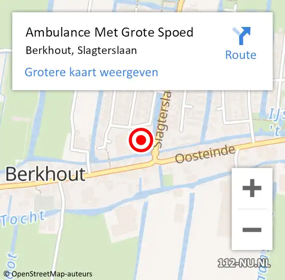 Locatie op kaart van de 112 melding: Ambulance Met Grote Spoed Naar Berkhout, Slagterslaan op 21 december 2022 19:45