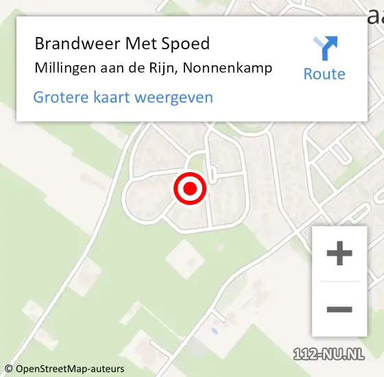 Locatie op kaart van de 112 melding: Brandweer Met Spoed Naar Millingen aan de Rijn, Nonnenkamp op 21 december 2022 19:59