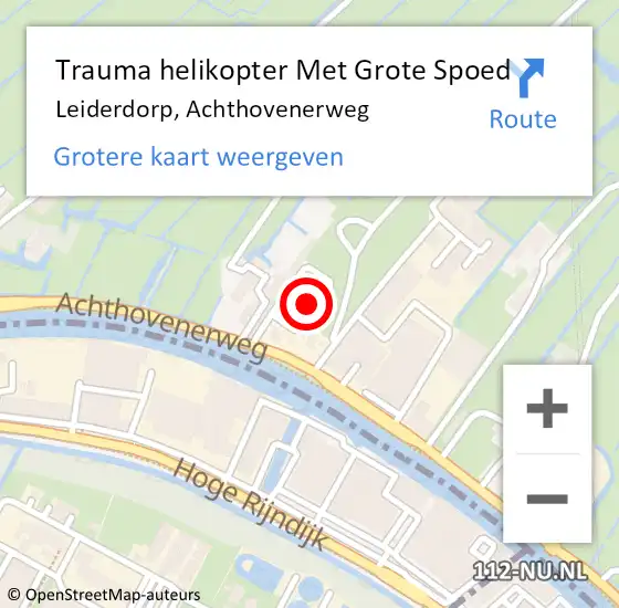 Locatie op kaart van de 112 melding: Trauma helikopter Met Grote Spoed Naar Leiderdorp, Achthovenerweg op 21 december 2022 20:20
