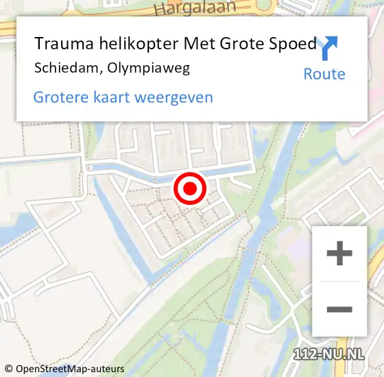 Locatie op kaart van de 112 melding: Trauma helikopter Met Grote Spoed Naar Schiedam, Olympiaweg op 21 december 2022 20:33