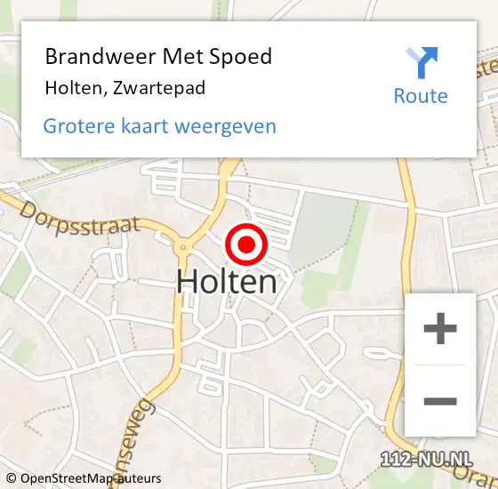 Locatie op kaart van de 112 melding: Brandweer Met Spoed Naar Holten, Zwartepad op 21 december 2022 20:33