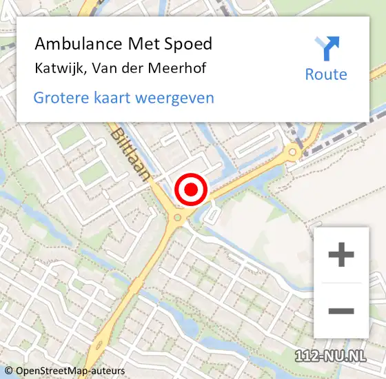 Locatie op kaart van de 112 melding: Ambulance Met Spoed Naar Katwijk, Van der Meerhof op 21 december 2022 20:44