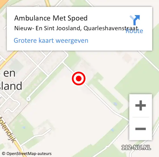 Locatie op kaart van de 112 melding: Ambulance Met Spoed Naar Nieuw- En Sint Joosland, Quarleshavenstraat op 11 oktober 2013 01:53