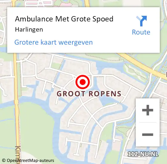 Locatie op kaart van de 112 melding: Ambulance Met Grote Spoed Naar Harlingen op 21 december 2022 21:29