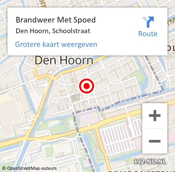 Locatie op kaart van de 112 melding: Brandweer Met Spoed Naar Den Hoorn, Schoolstraat op 21 december 2022 21:46