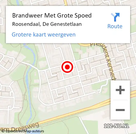 Locatie op kaart van de 112 melding: Brandweer Met Grote Spoed Naar Roosendaal, De Genestetlaan op 21 december 2022 21:50