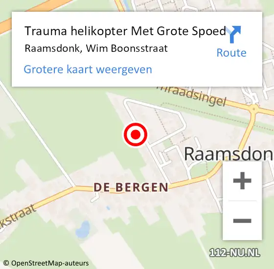 Locatie op kaart van de 112 melding: Trauma helikopter Met Grote Spoed Naar Raamsdonk, Wim Boonsstraat op 21 december 2022 22:11