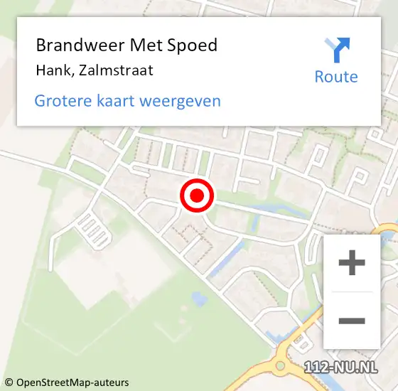 Locatie op kaart van de 112 melding: Brandweer Met Spoed Naar Hank, Zalmstraat op 21 december 2022 22:27