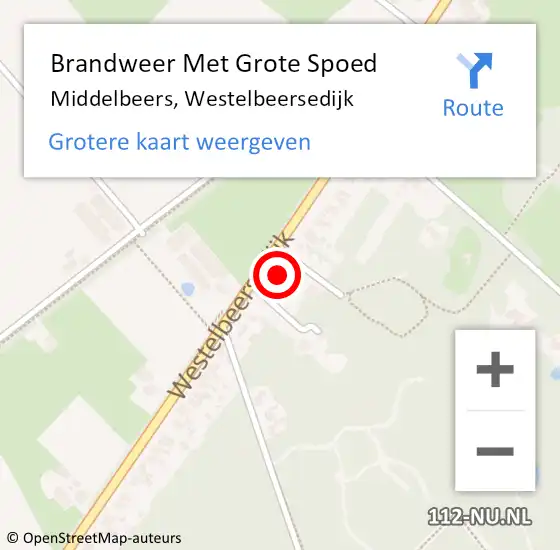 Locatie op kaart van de 112 melding: Brandweer Met Grote Spoed Naar Middelbeers, Westelbeersedijk op 21 december 2022 22:36